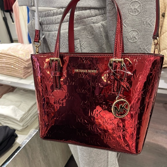 MICHAEL KORS Jet Set Extra-Sm Metallic Logo Debossed Convertible TZ Tote
Cherry - Picture 13 of 16